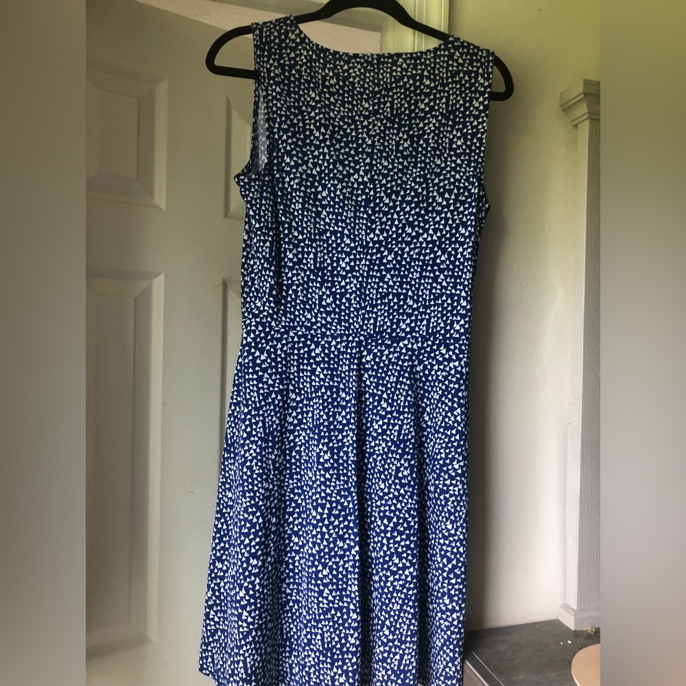 Blue with white dress